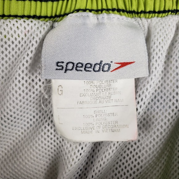 Speedo Men's Size L Cargo Swim Trunks White Green Plaid With Liner 90s Style - Picture 7 of 8